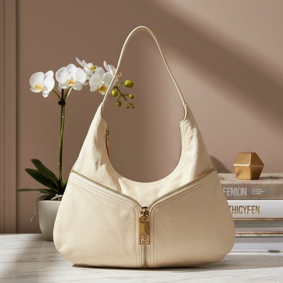 Fendi Handbags - FENDI Zucca Zip Hobo Shoulder Bag